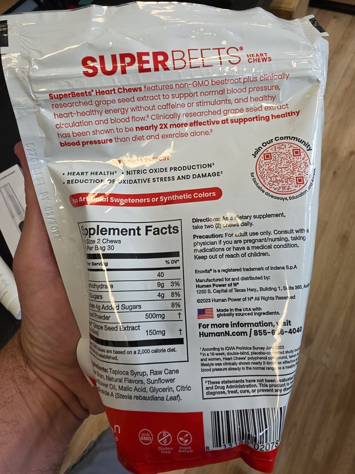 humanN Super Beets for blood pressure support – 60 soft chews – New Bag