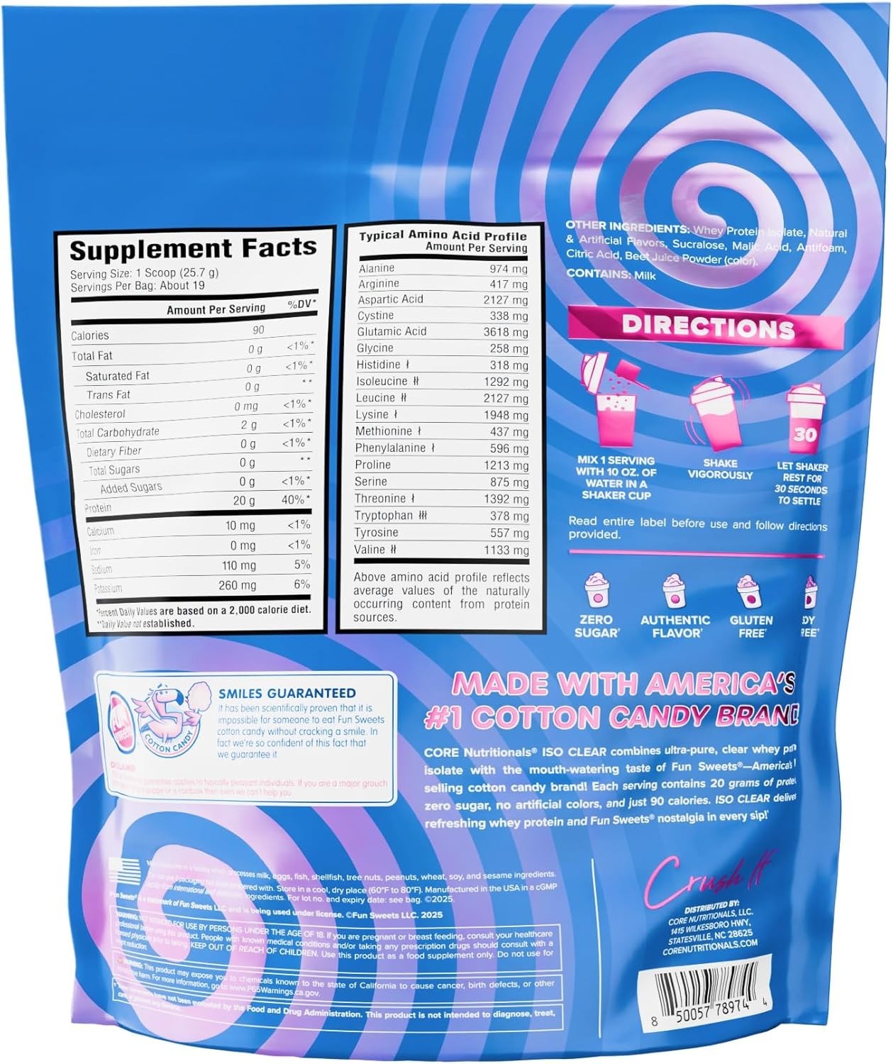 Core Nutritionals ISO Protein – 24gm Isolate Whey Protein- 2LBs – All Flavors