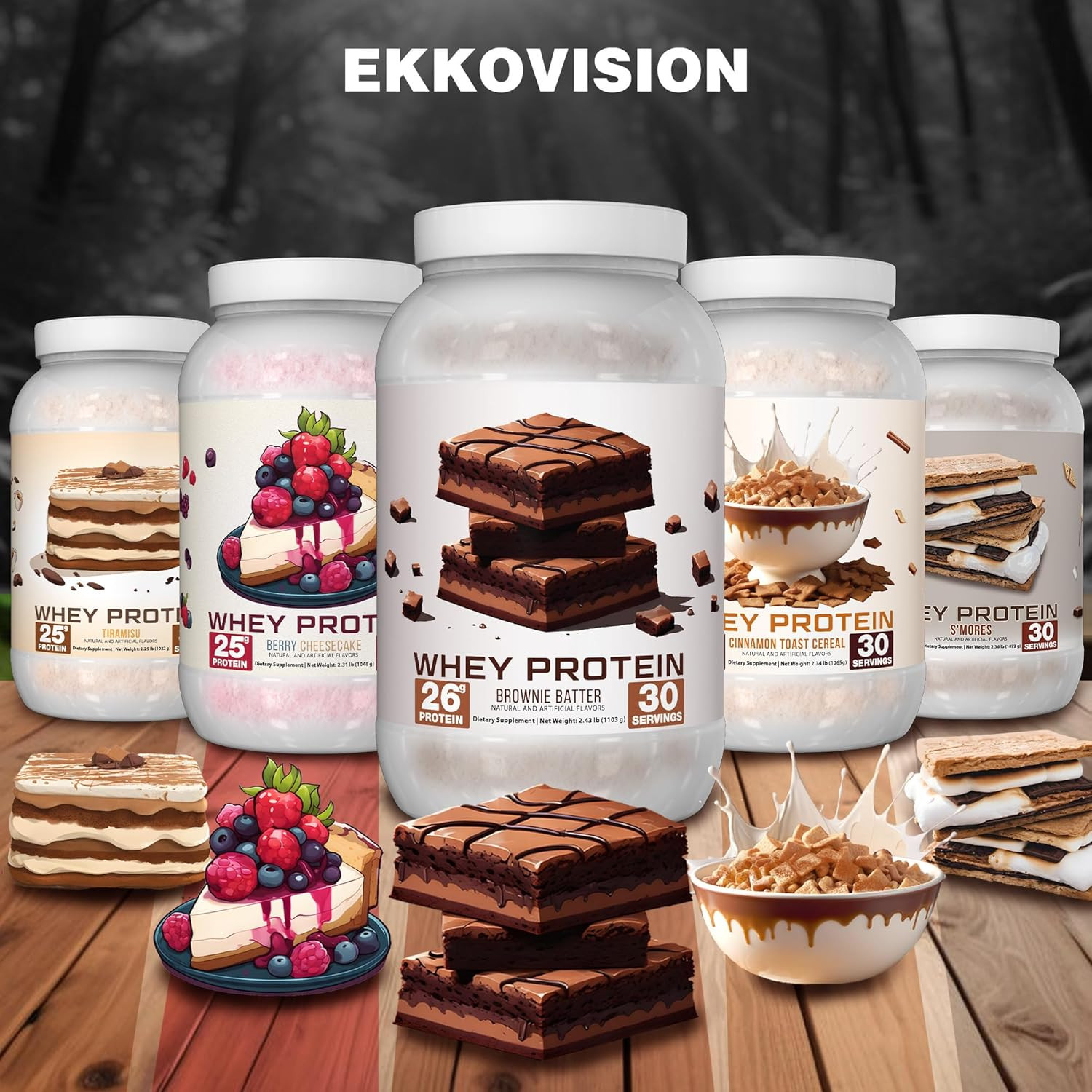 Ekkovision Protein Powder Berry Cheesecake 30 Servings 25g Whey High Protein
