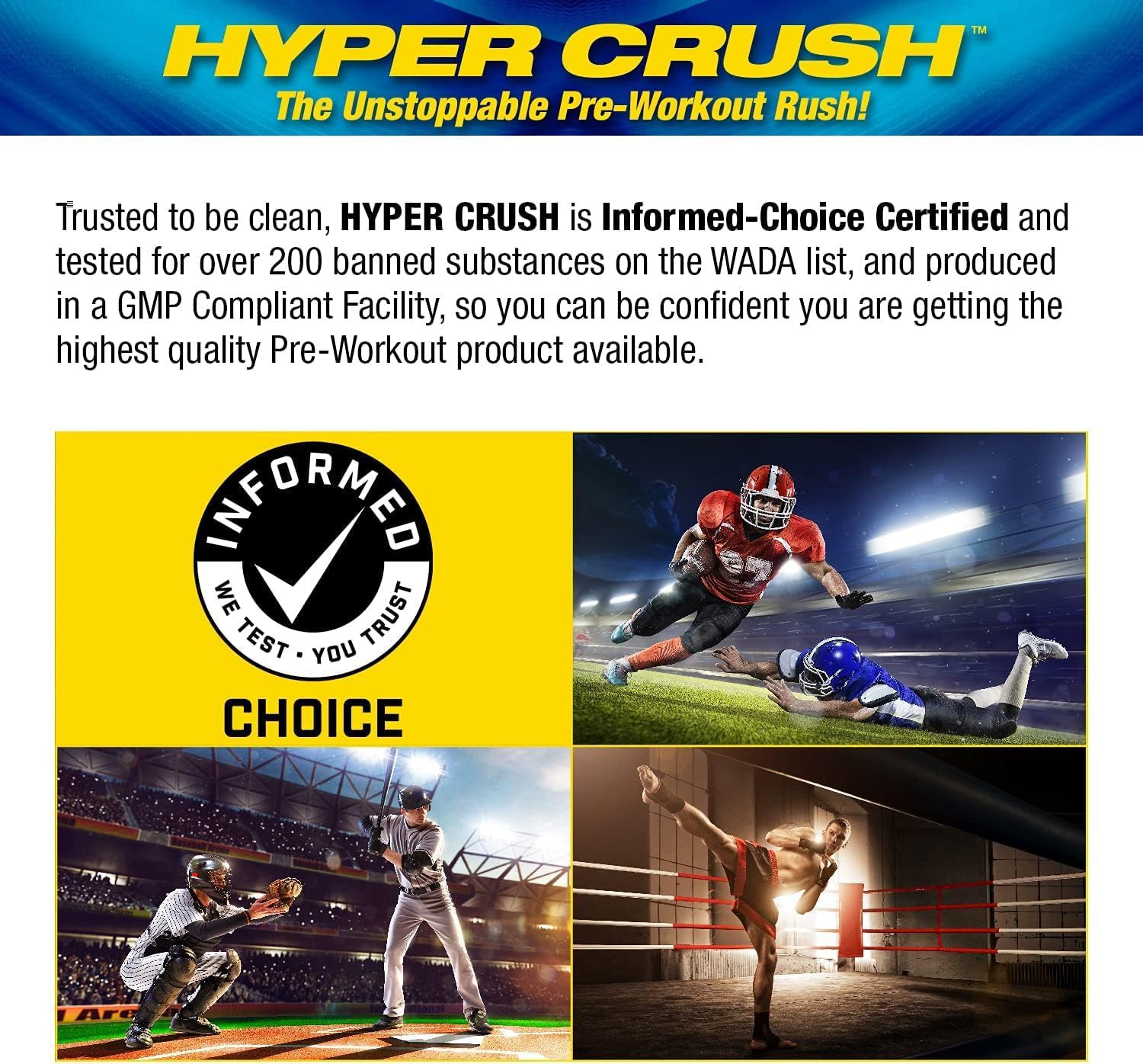 MHP HYPER CRUSH Pre Workout Energy Drink Creatine Beta Alanine Nitric Oxide Pump