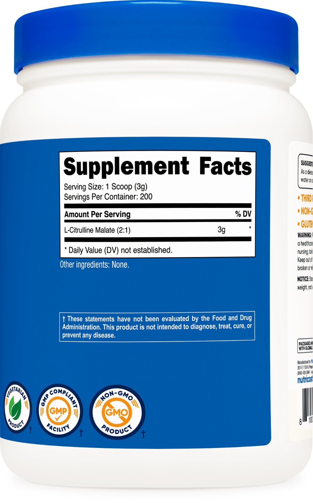 Nutricost Pure L-Citrulline Malate (2:1) 600 Grams