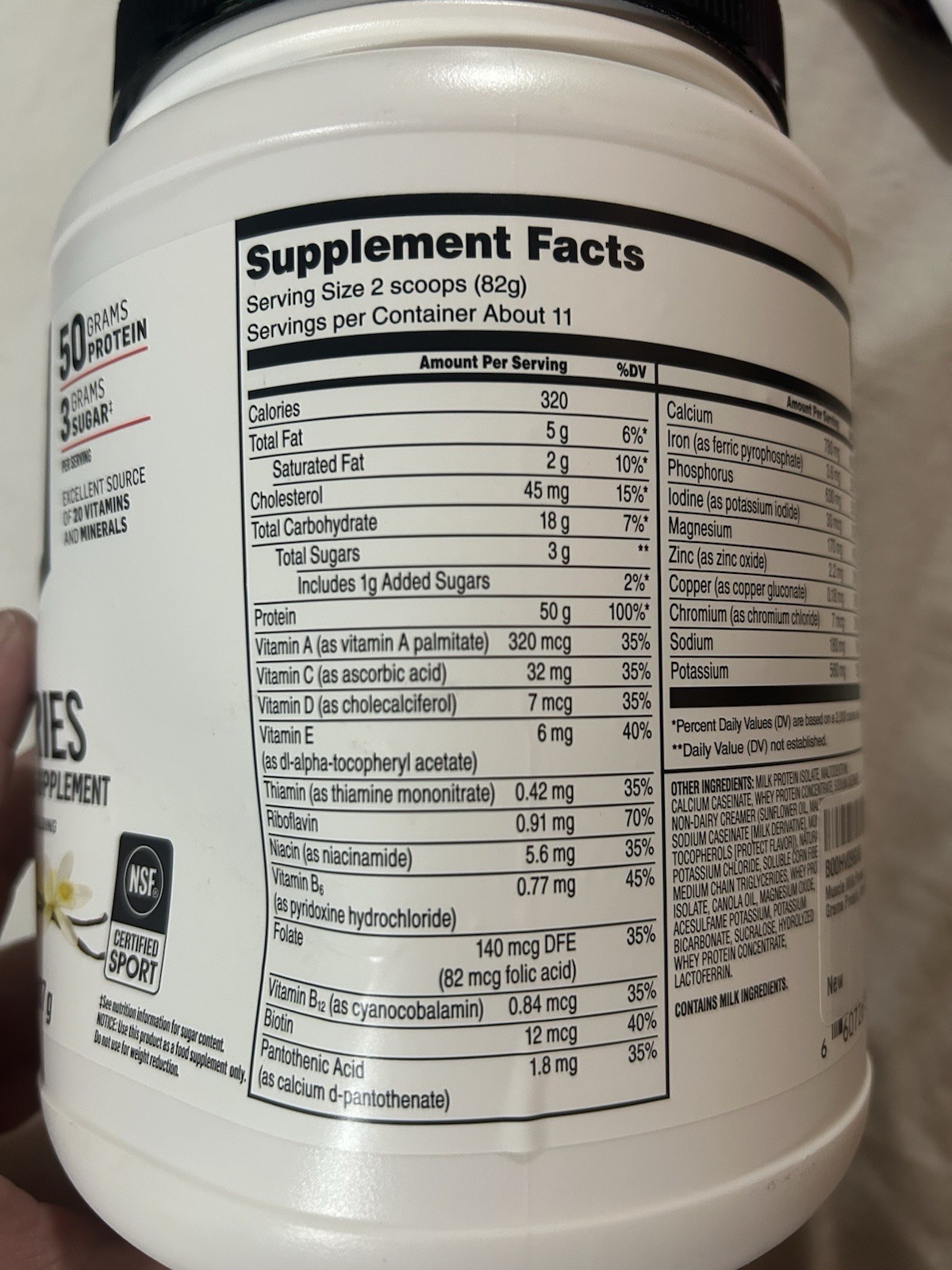 Muscle Milk Pro Series Intense Vanilla Protein Powder 50g NSF 32oz Gluten-Free