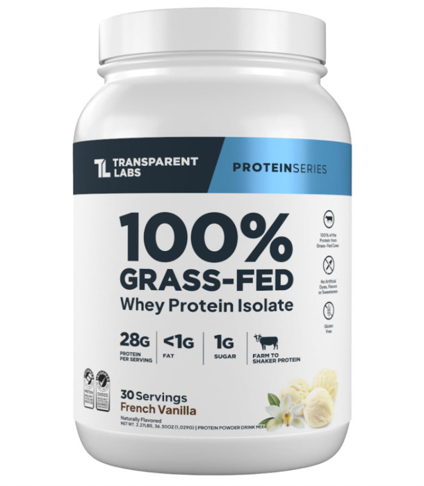 Transparent Labs Grass-Fed Whey Isolate, French Vanilla, 30 Servings
