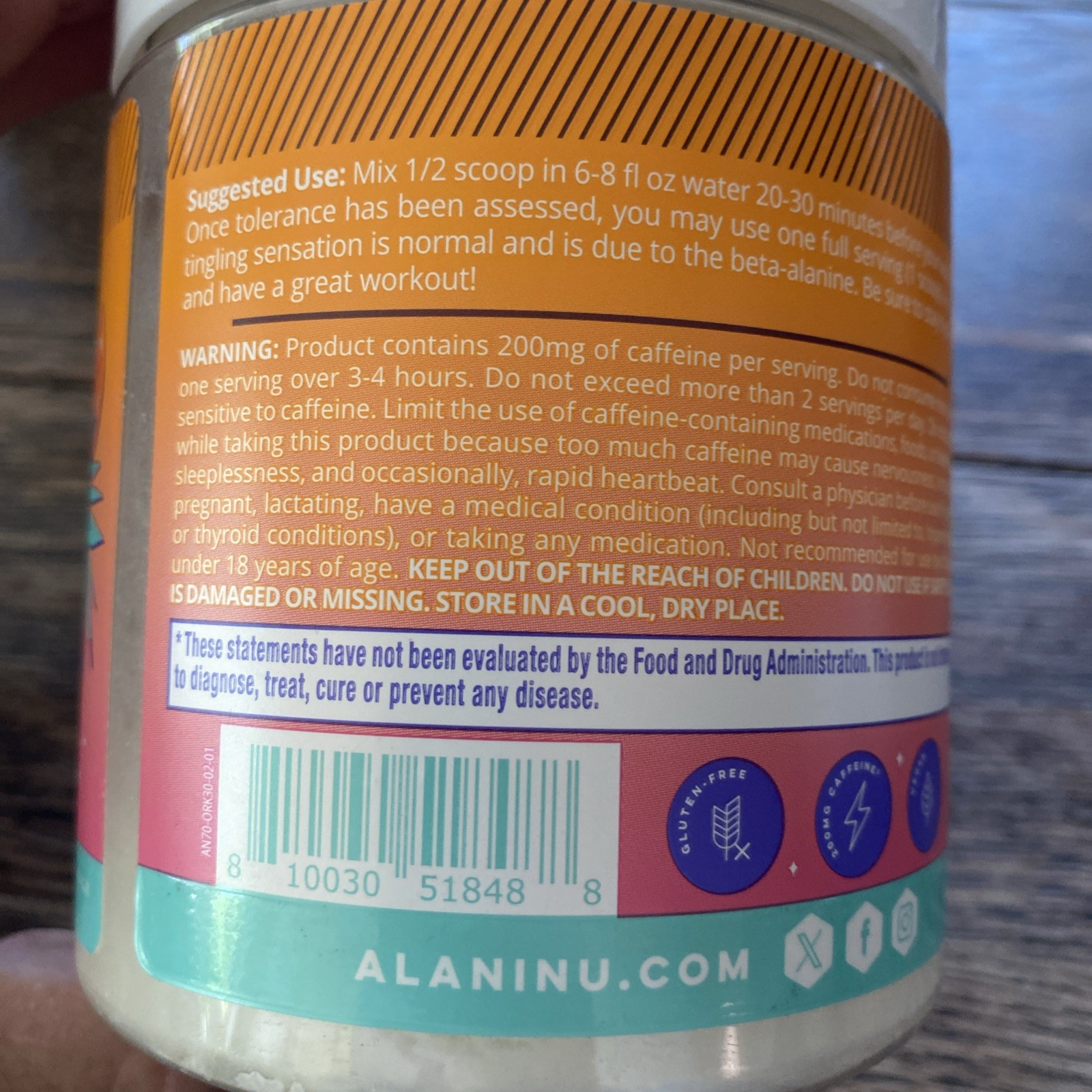 Alani Nu Pre Workout Powder Orange KISS 30 Servings Caffeine Pink Salt 07/27 NEW