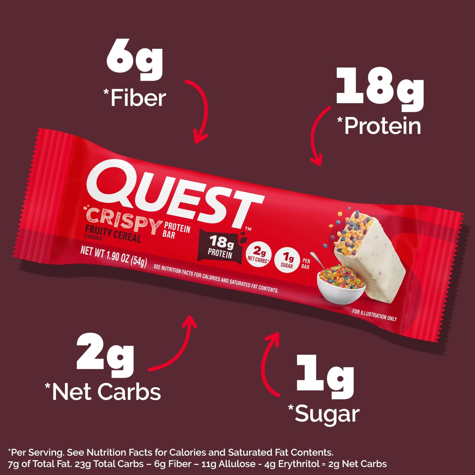 Quest Nutrition Crispy Protein Bar, Fruity Cereal 12 Count (Pack of 1)