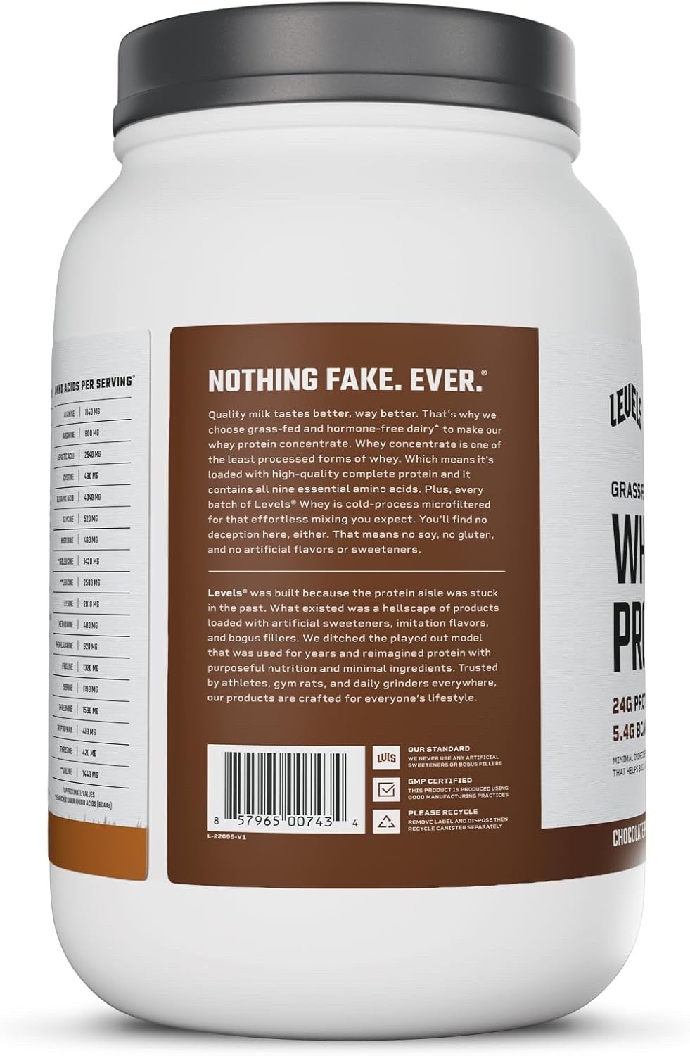 Levels Grass Fed Whey Protein Powder, 24G of Protein, Chocolate Peanut B, 2LB