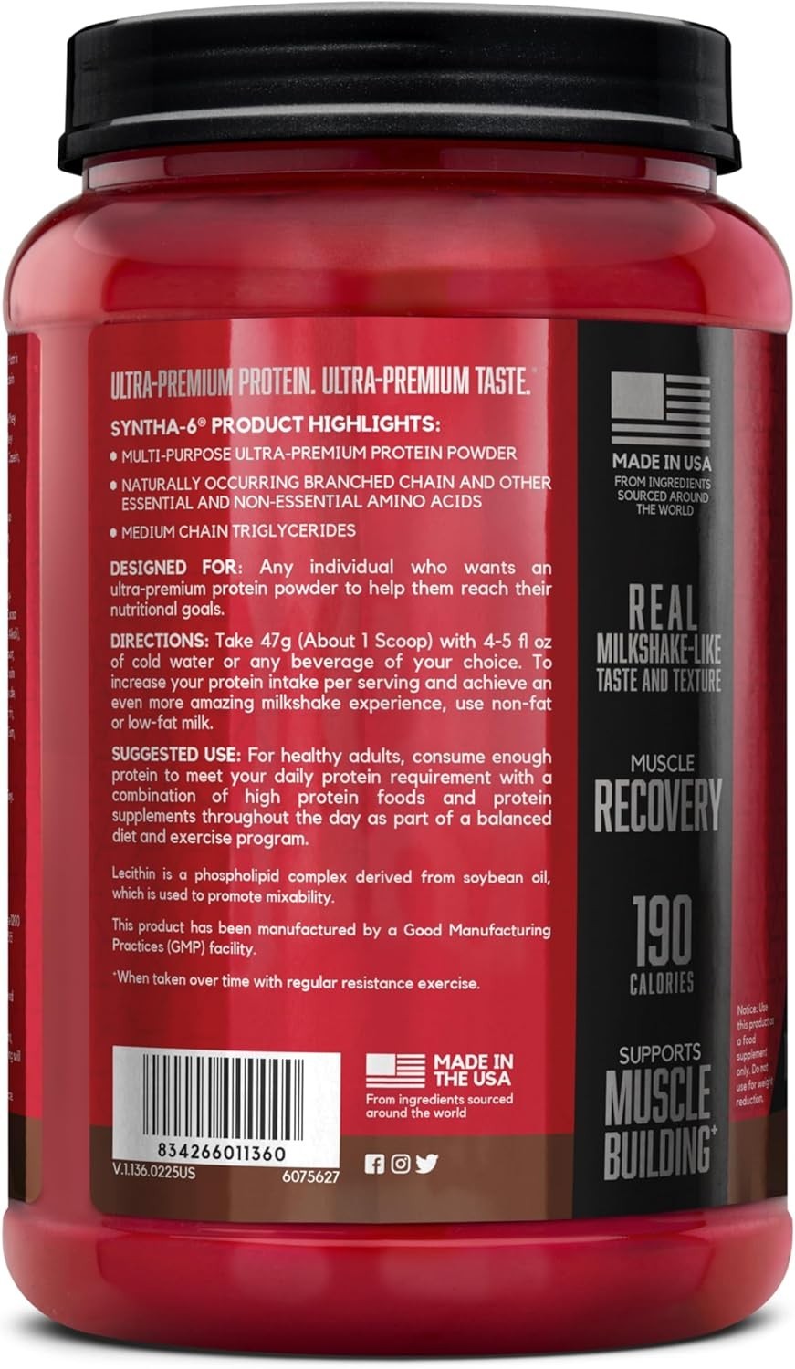 SYNTHA-6 Protein Powder – 22g Protein, 6g Fiber, Anytime Muscle Recovery