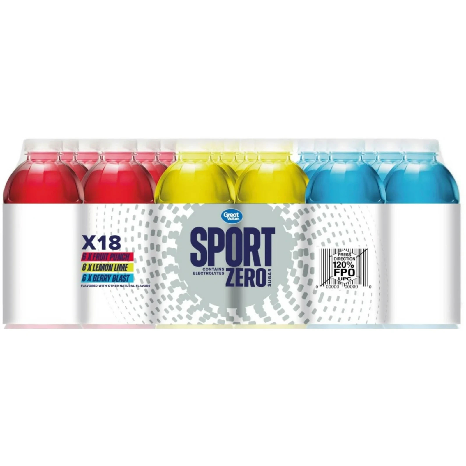 Great Value Zero Sugar Sport Hydration Drink Variety Pack 12 fl oz 18 Bottles