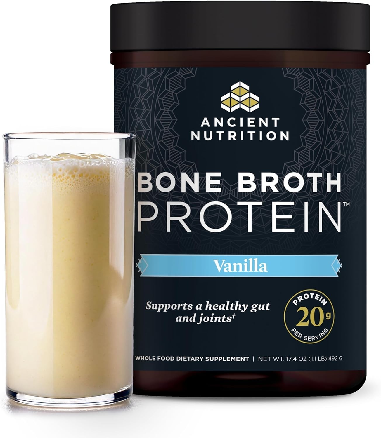 Ancient Nutrition Bone Broth Protein Vanilla 492 g / 1.1 lb / 17.4 oz