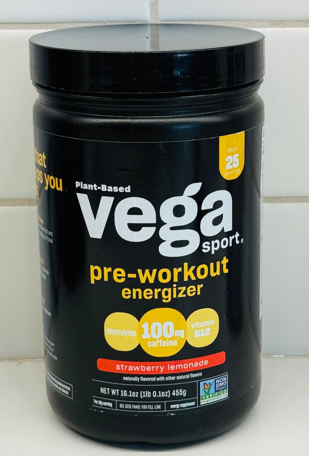 Vega Sport Plant-Based Pre-Workout Energizer Strawberry Lemonade 1 LB 1oz New
