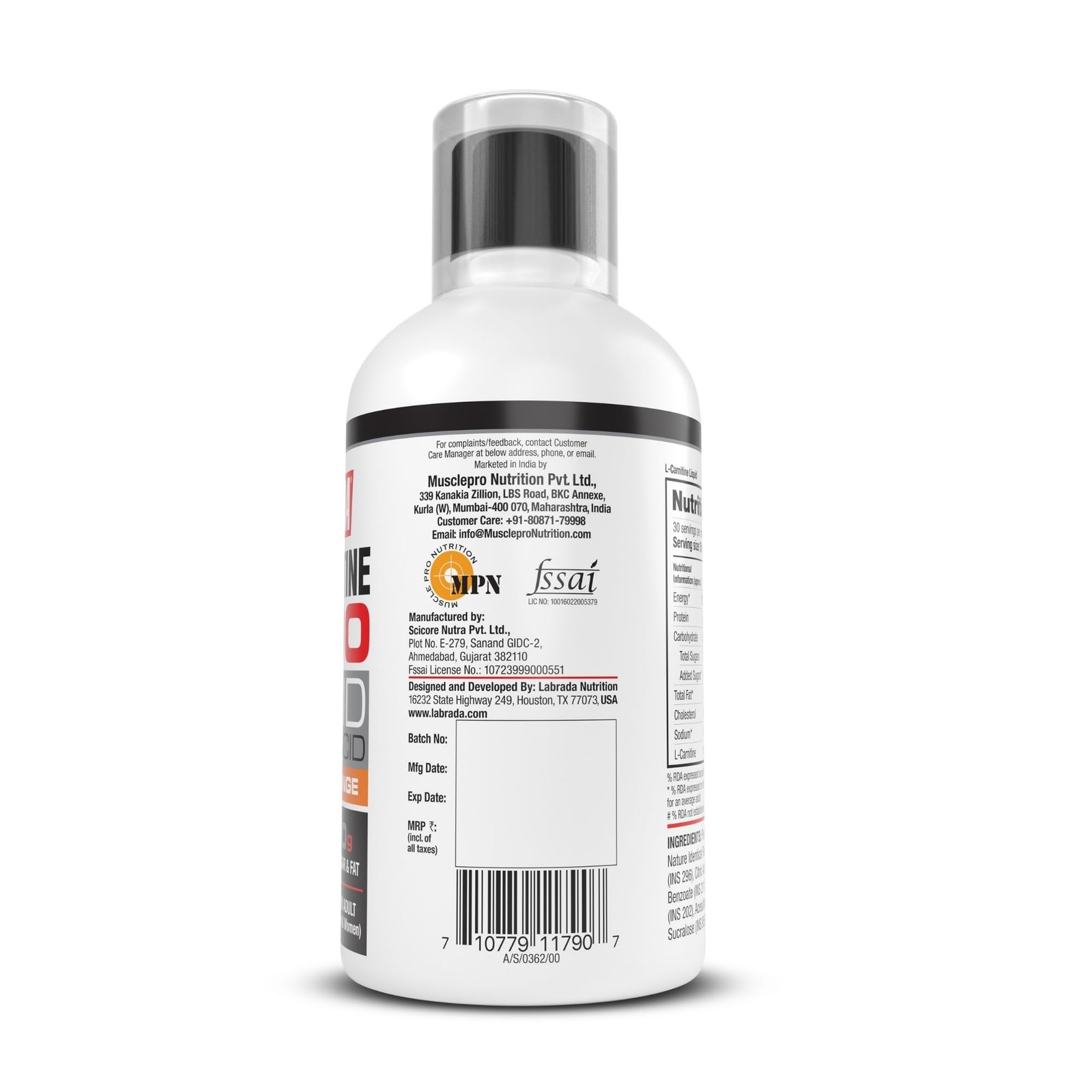 Labrada L-Carnitine 450 Ml |1500 Mg Liquid Amino Acid With 0 G Sugar