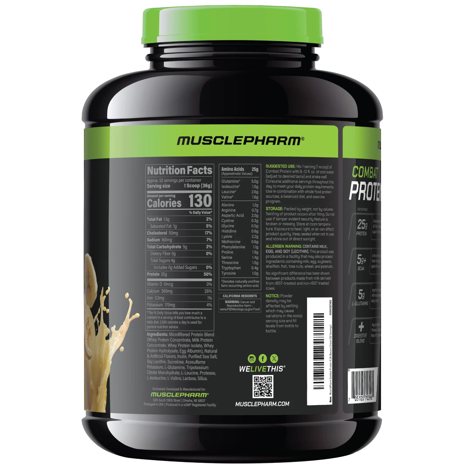 Combat® Protein, Banana Cream, 4.1 lbs (1.84 kg)