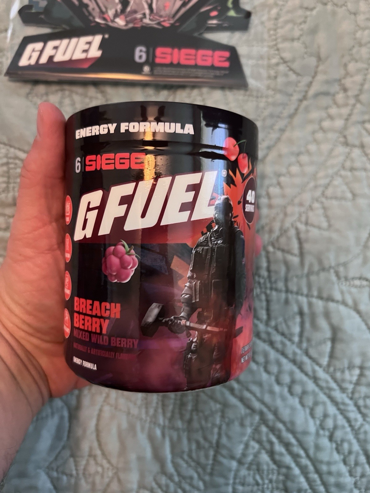 G-Fuel Rainbow Six Siege Breach Berry Collector’s Box Tub Shaker Cup & Stickers