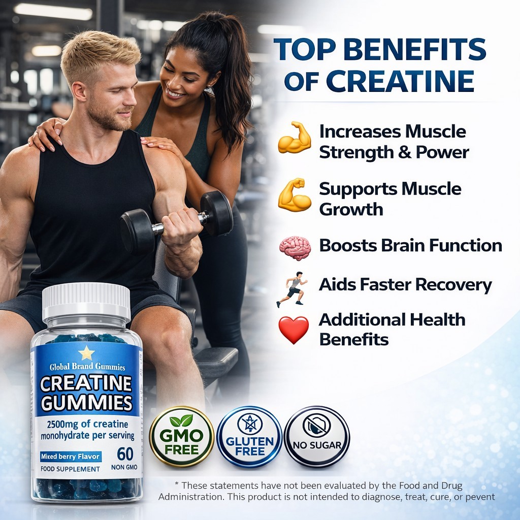 Creatine Gummies 3 Pack Lot 180 Ct 2500mg Muscle Growth Energy Gluten Free