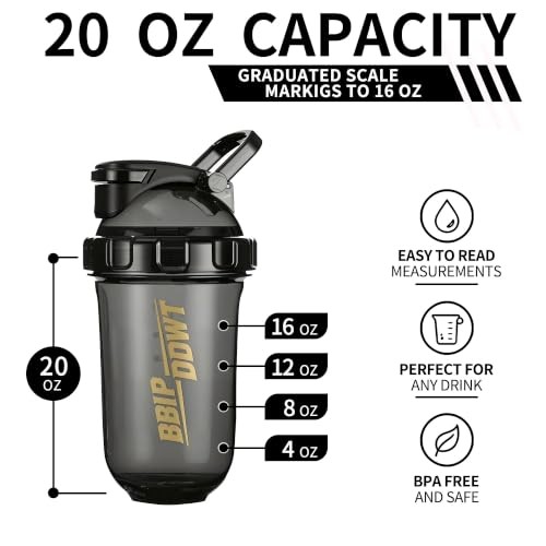 20oz Shaker Bottles for Protein Shakes,with whisk ball,| No Black