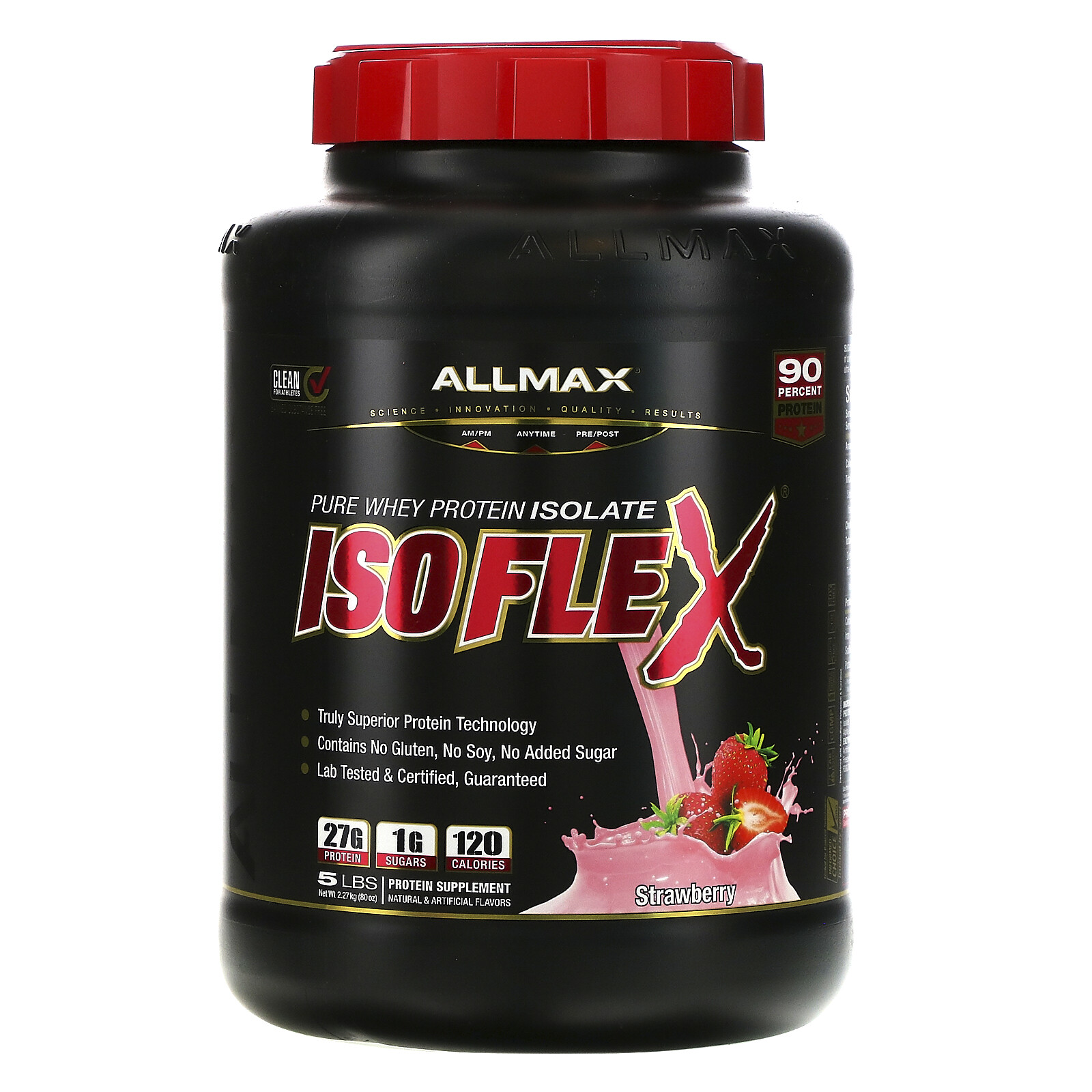 Isoflex, 100% Pure Whey Protein Isolate, Strawberry, 5 lbs (2.27 kg)