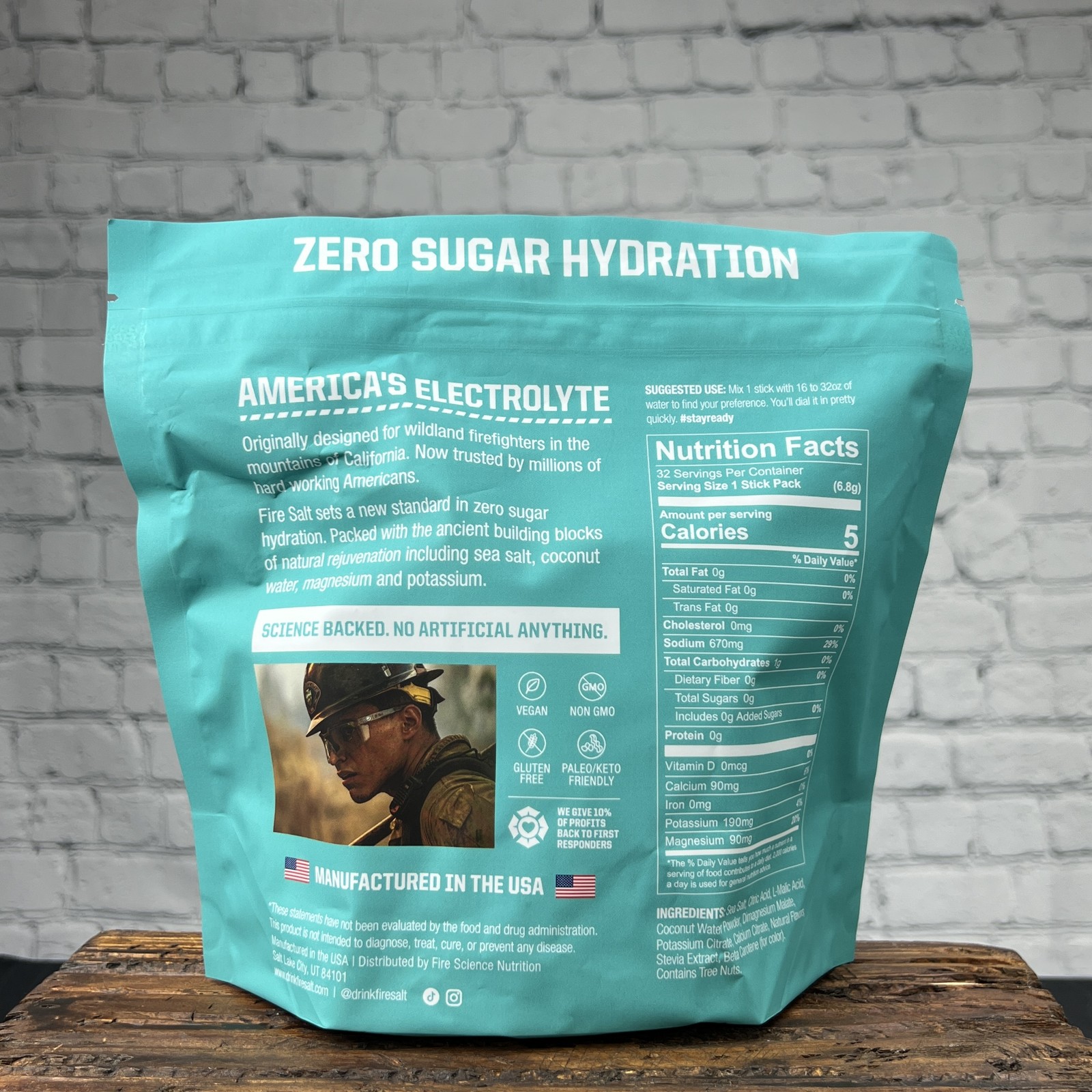 Zero Sugar Fire Salt Electrolyte Drink Mix, Peach Flavor, 32 Packs