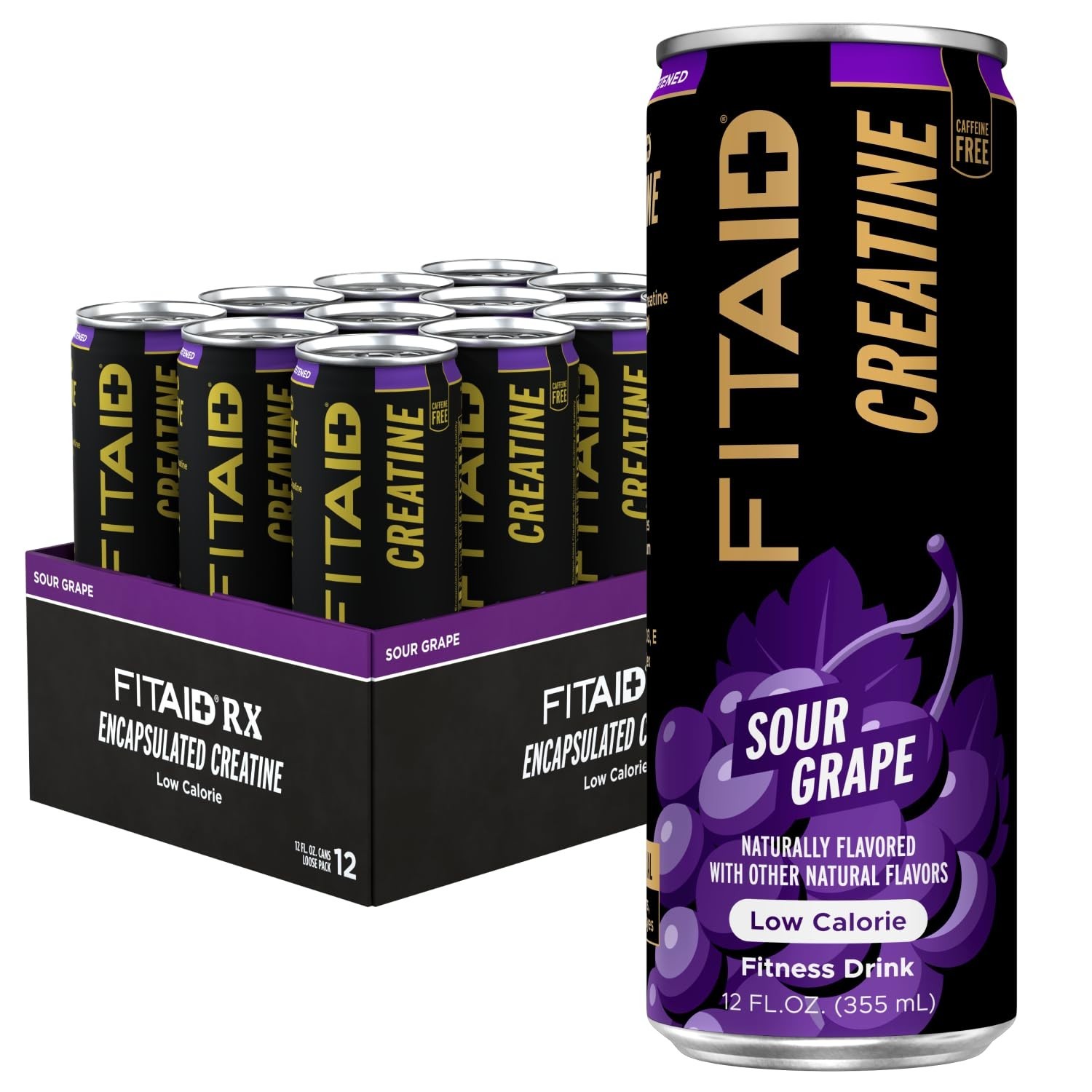 12-Pack Sour Grape Recovery Drink – Creatine, BCAAs, Glucosamine, Electrolytes