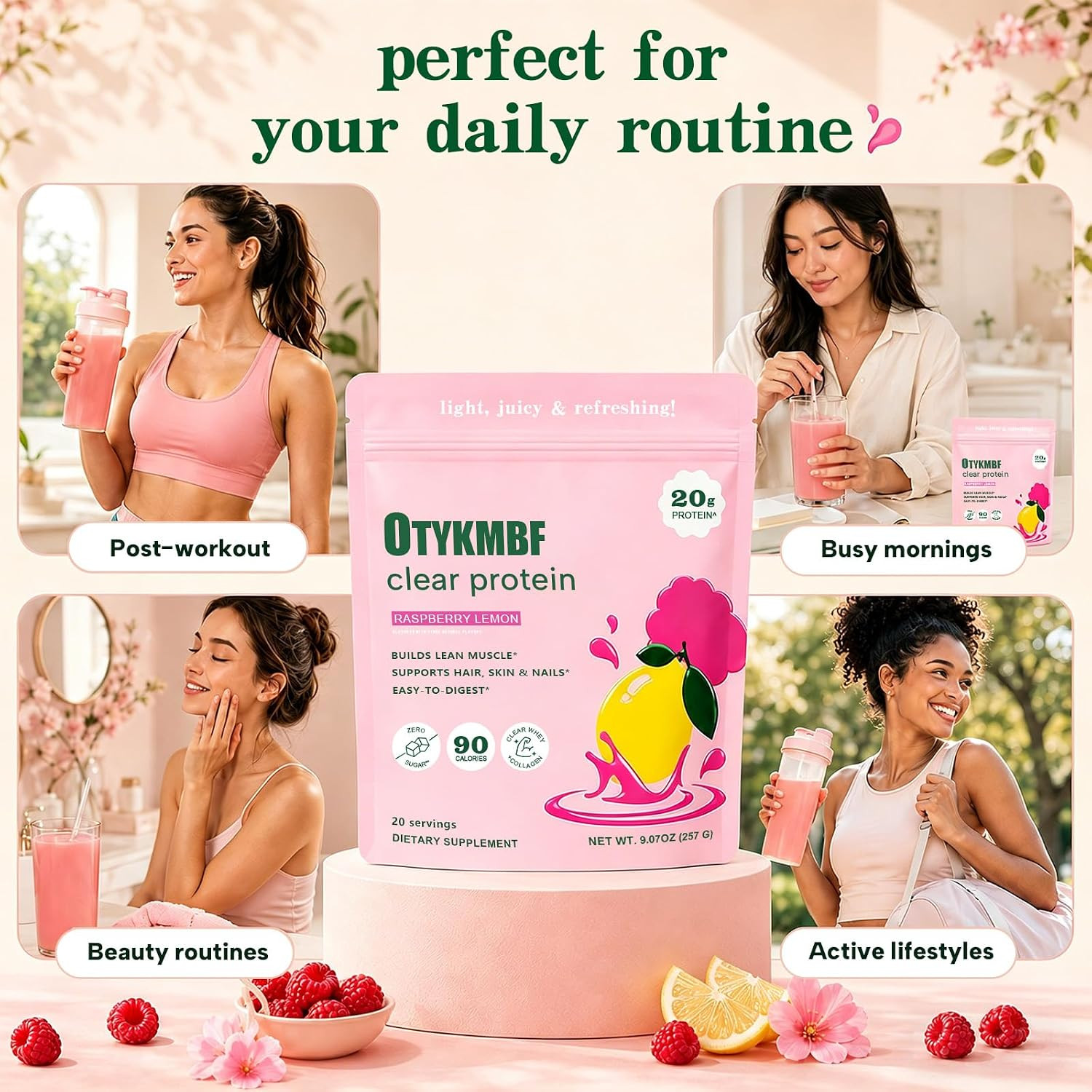 Clear Protein Powder 494G, Raspberry Lemon, 20G Protein, Whey Protein Isolate wi