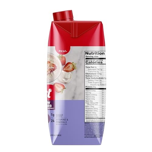 SlimFast High Protein Meal Replacement Shake, Strawberry – 20g Protein, Ready to