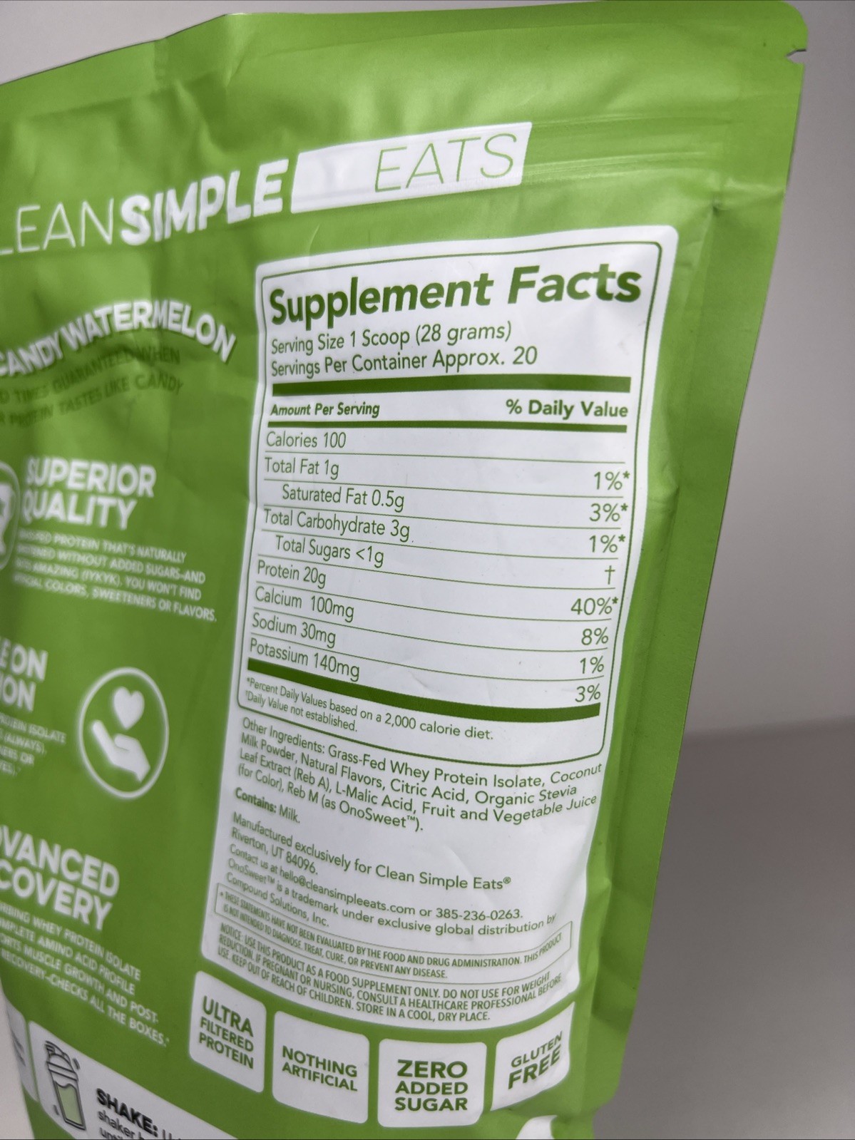 Clean Simple Eats Clear Protein Powder Sour Candy Watermelon Exp 10/27