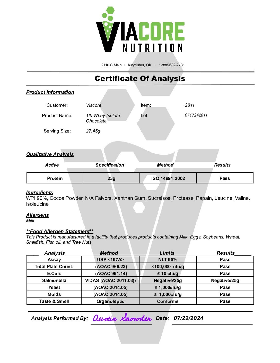 1lb PRO-ELITE Whey Isolate Chocolate Cake