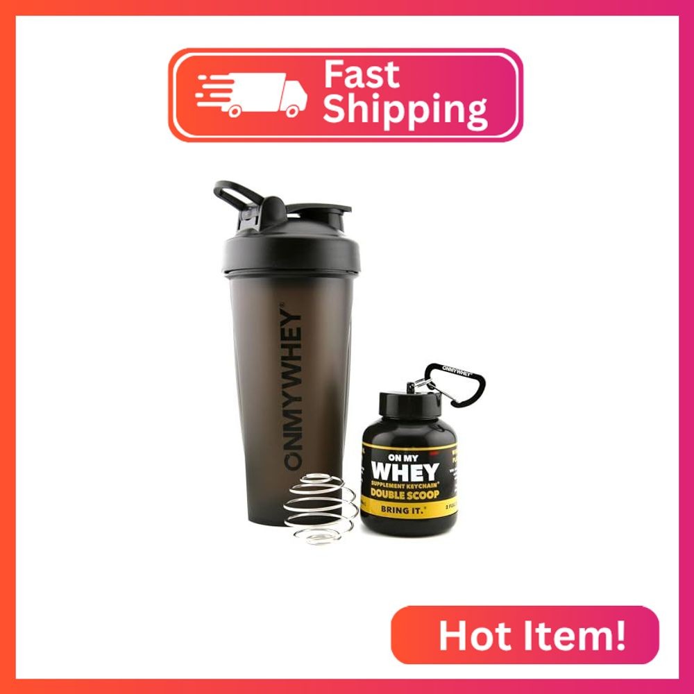 Protein Shaker Bottle With Supplement Keychain Container – BPA Free, Reusable Sh