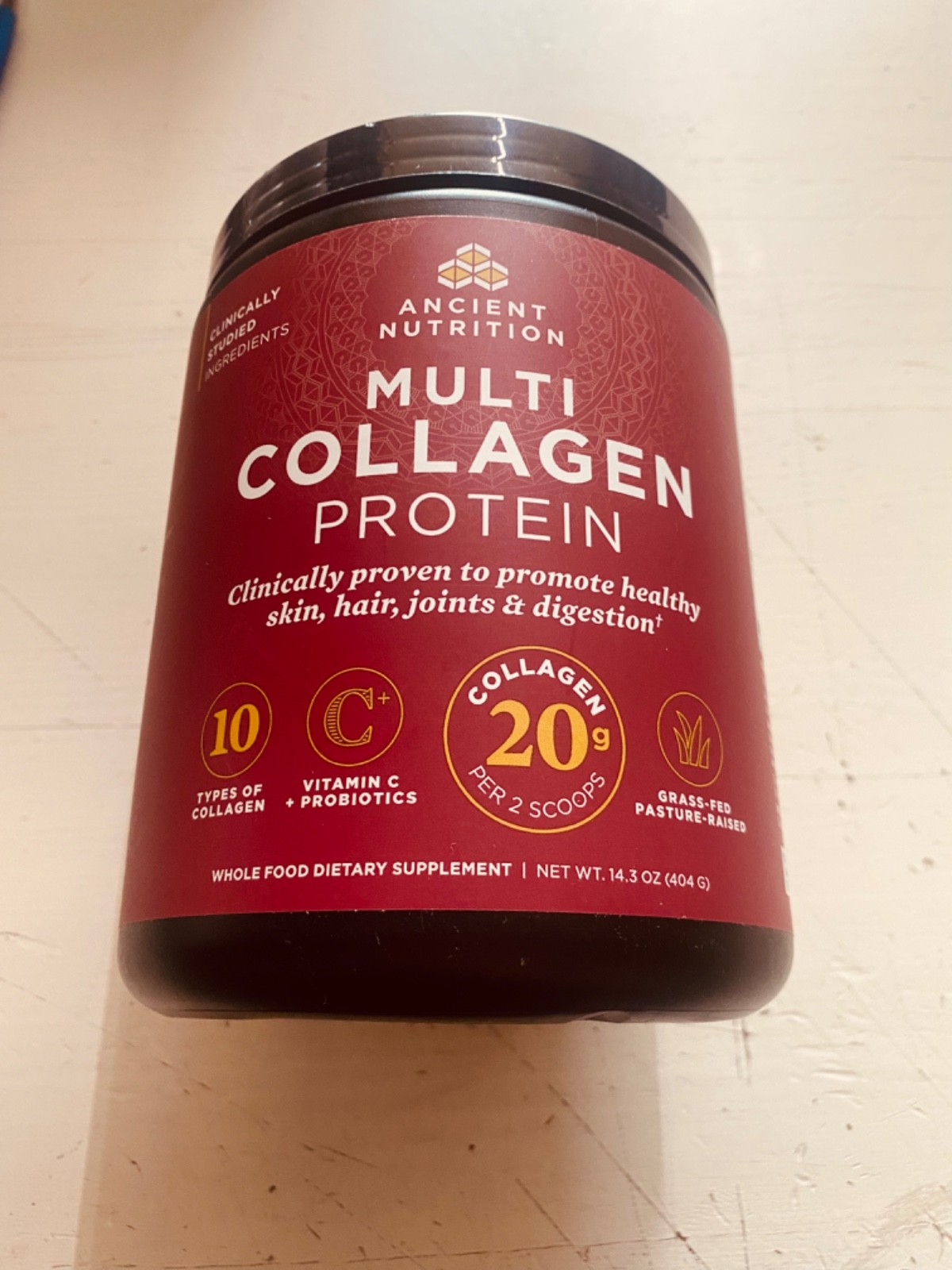 Ancient Nutrition Multi Collagen Protein Powder Grass Fed Unflavored Keto 14.3oz