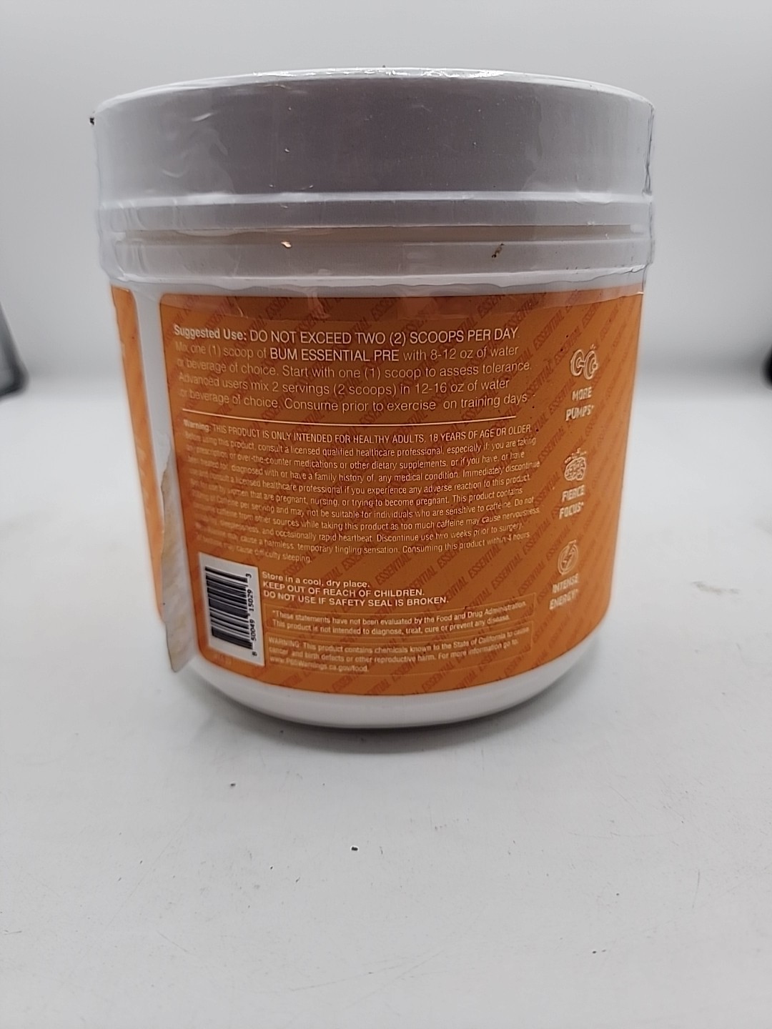 RAW Essential Pre-Workout Powder Peach Mango (14.9 oz./30 Servings) 7/26