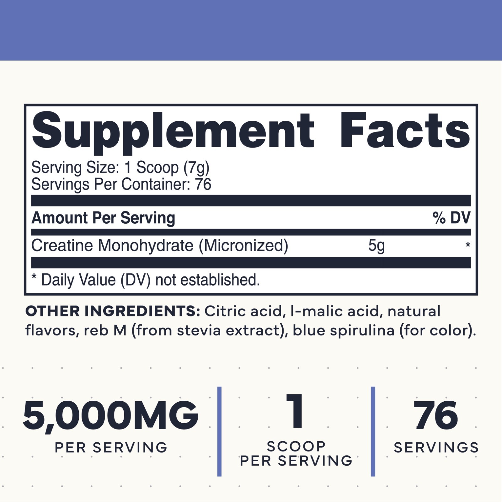 TypeZero Creatine Monohydrate Powder 500 Grams, Blue Raspberry Flavor