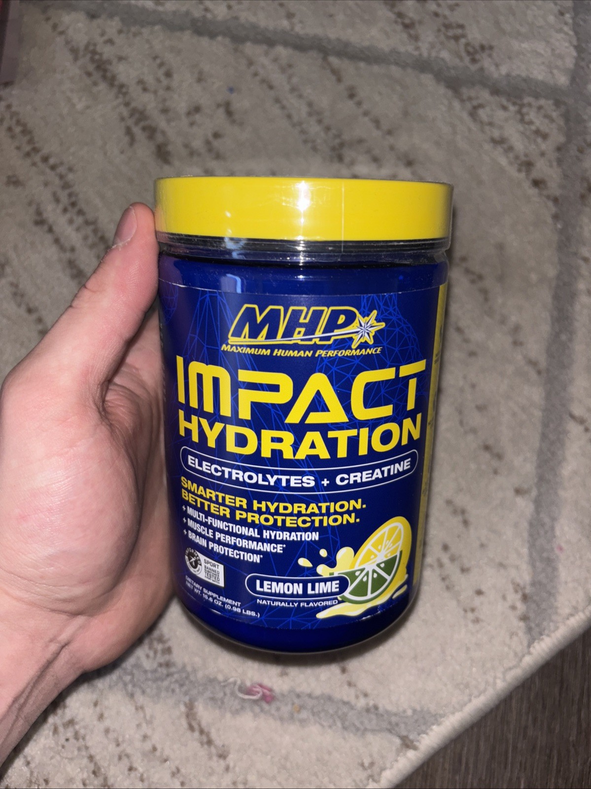 Impact Hydration, Electrolytes + Creatine, Lemon Lime, 0.98 lbs (15.6 oz)