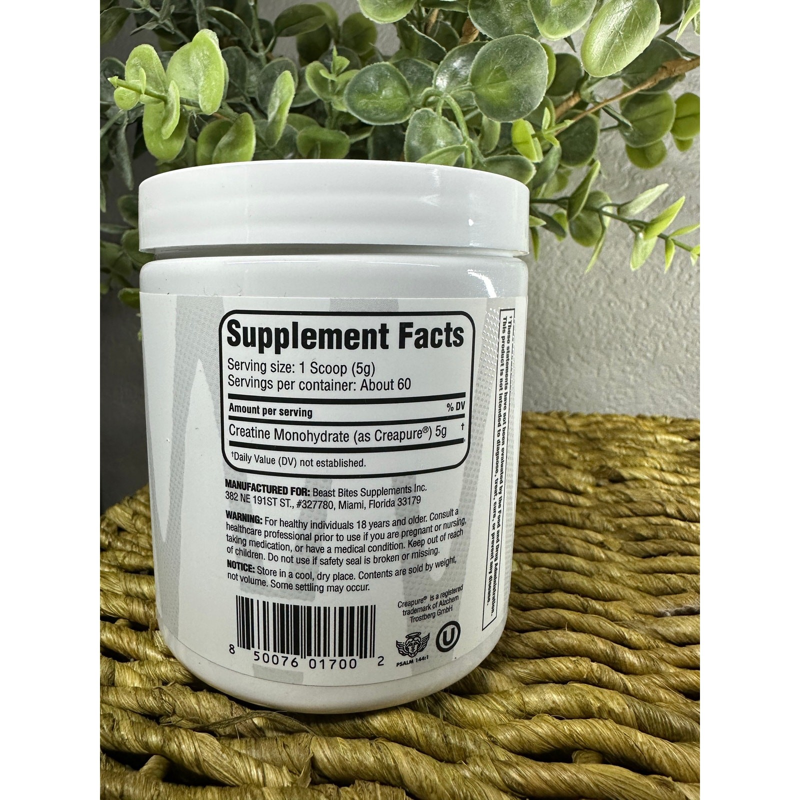 BEAST BITES Creapure Creatine Monohydrate 300 Grams (60 Servings)