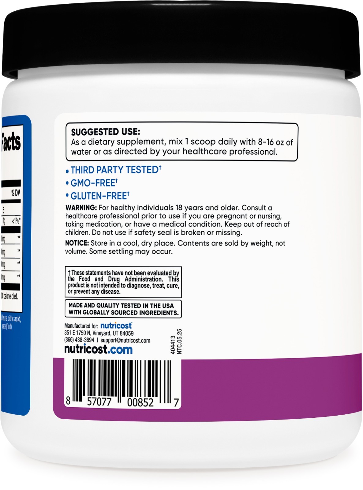 Nutricost BCAA 2:1:1 Powder (Grape) 30 Servings – 6G Per Serving