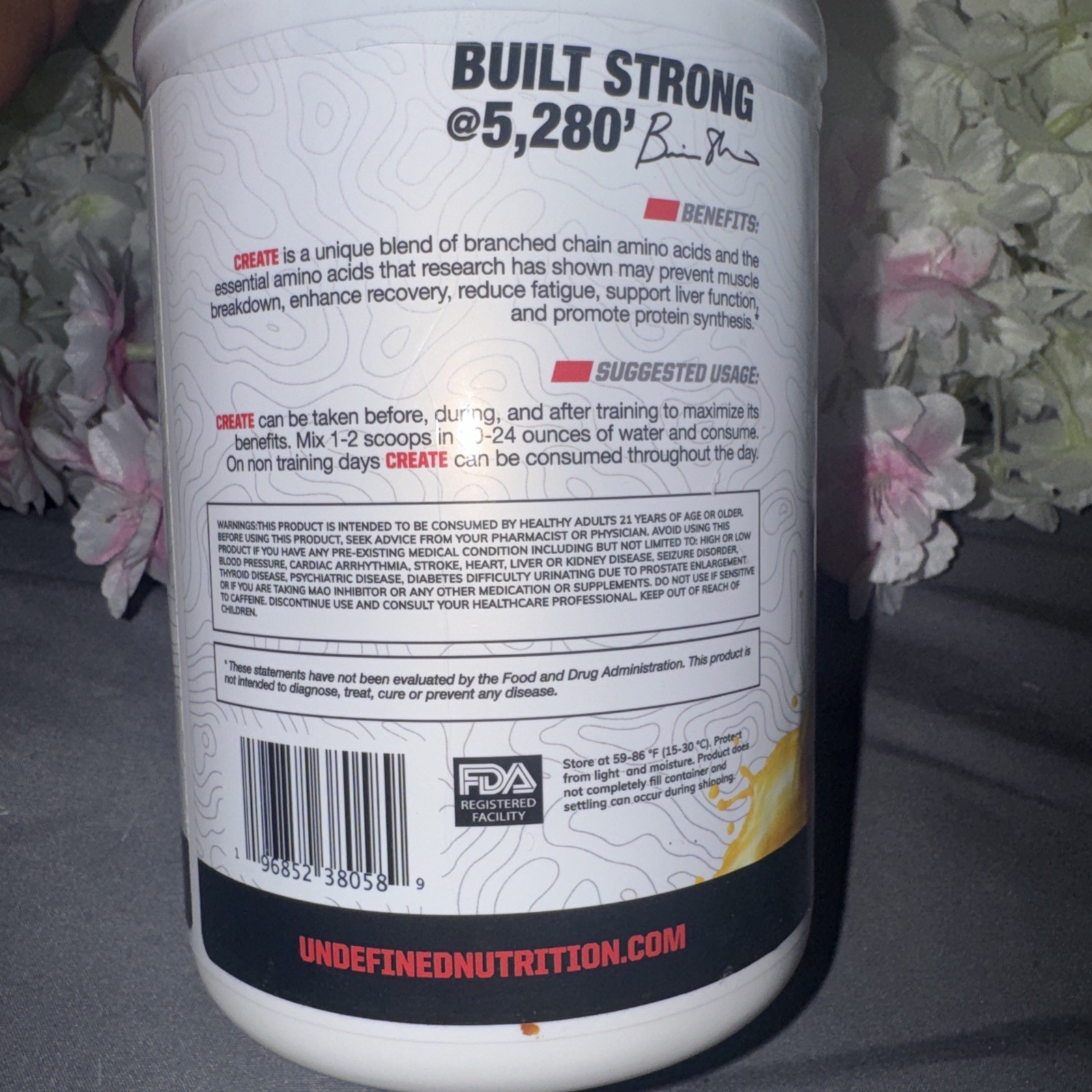 NEW Undefined Nutrition Create Orange Citrus Enhance Recovery Brian Shaw 12/26