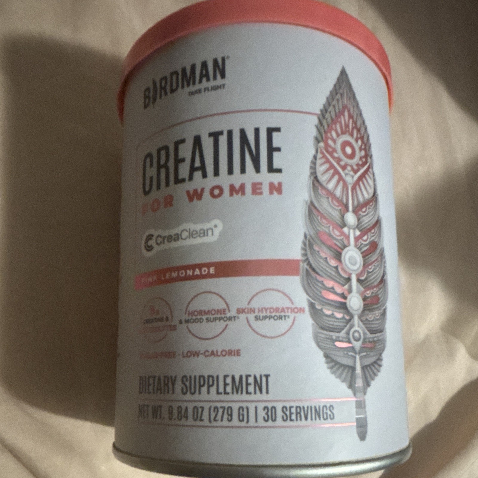 Birdman CreaClean Creatine Powder for Women Pink Lemonade 9.84oz 30 Serv
