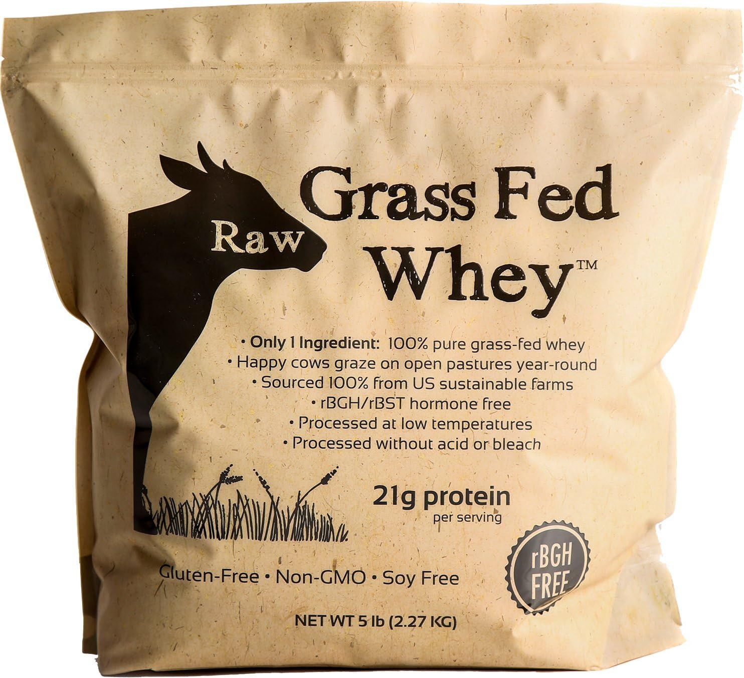 Raw Grass Fed Whey Protein Powder, Unflavored – 1 Ingredient, No Additives or Fi