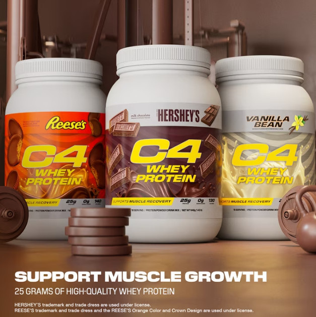 C4 Whey Protein Powder Reese’s Peanut Butter Cup 25g Protein 18 Servings