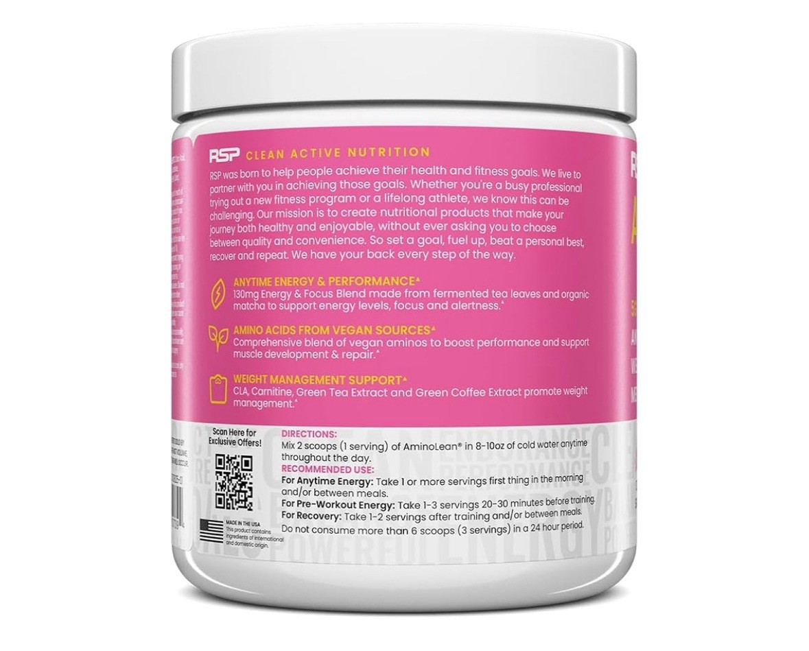 RSP NUTRITION AminoLean Pre Workout Powder, Amino Energy & Weight Management