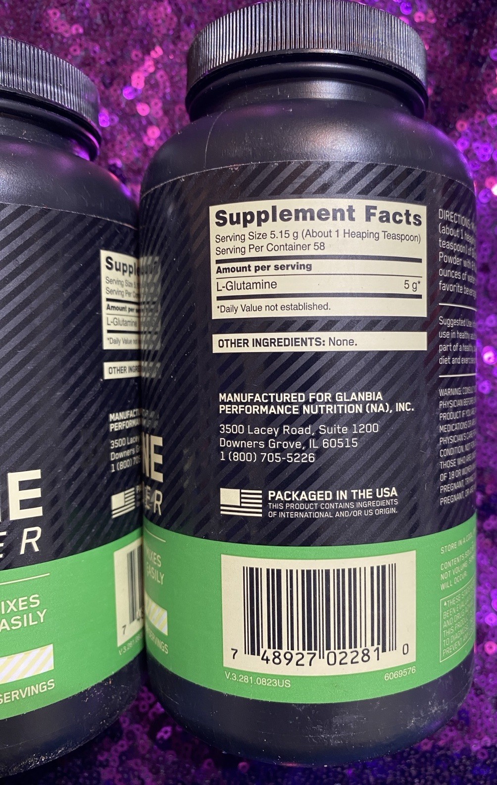 2-Pack Optimum Nutrition Glutamine Powder Unflavored 10.58 oz 300 g 58 Servings
