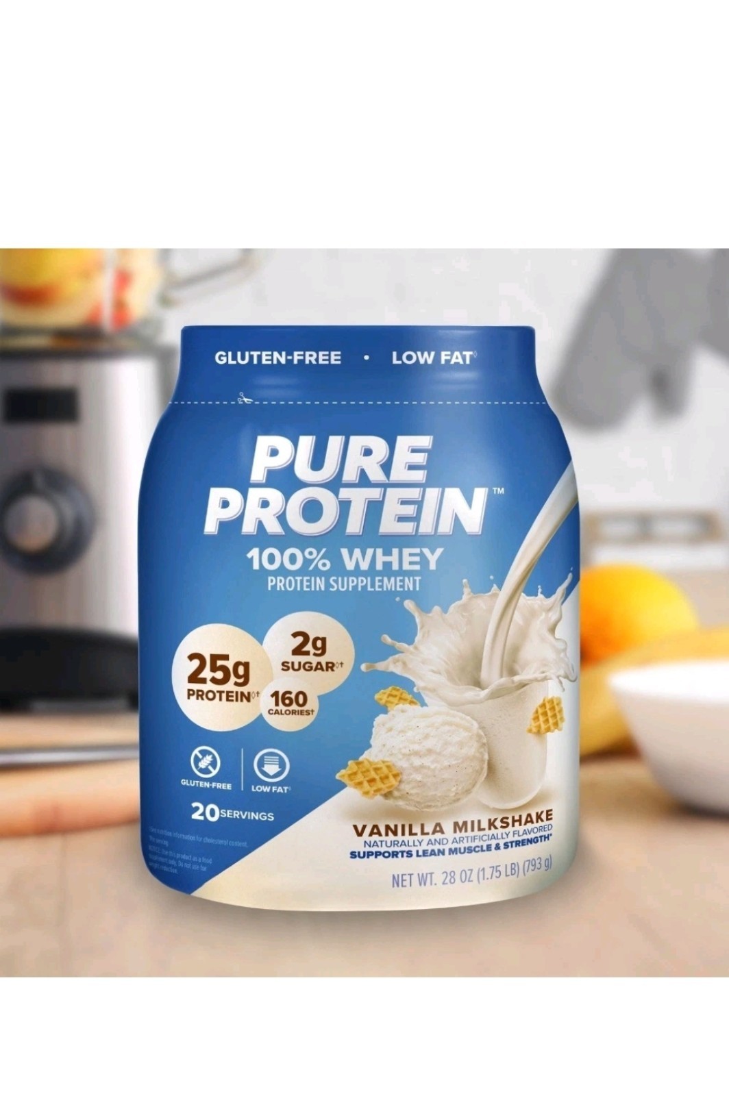 Pure Protein Powder, Whey, High Protein, Low Sugar, 28.oz (1.75 LB) Exp:07/2027