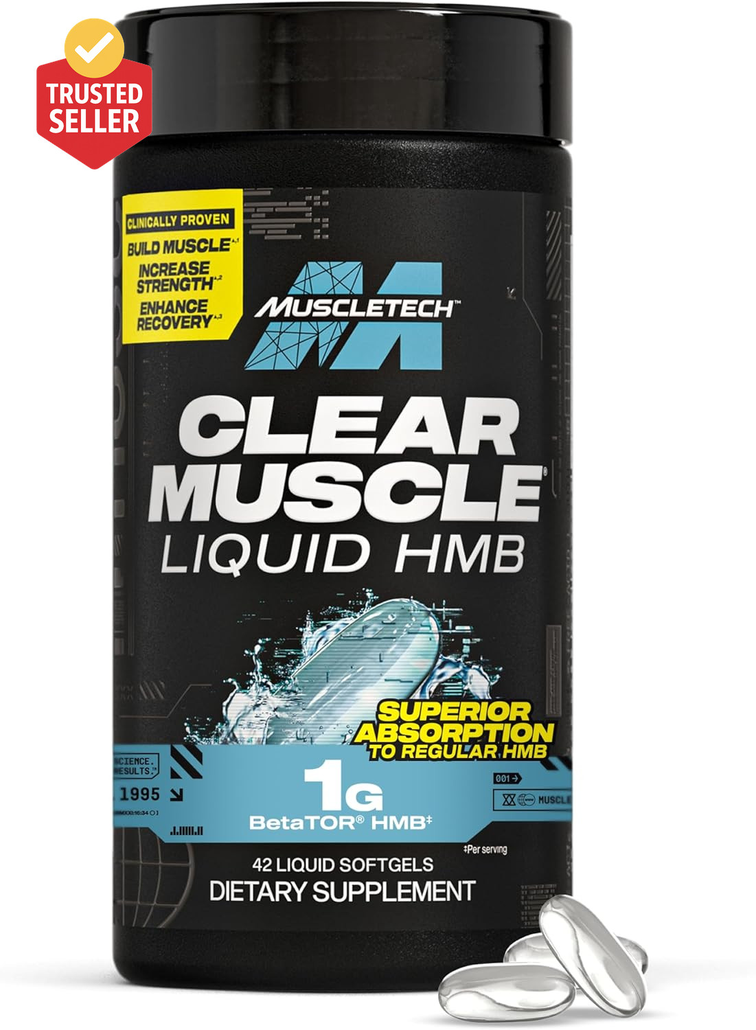 HMB Supplements 1000Mg, Clear Muscle (42 Liquid Softgels) – Highest Grade HMB fo