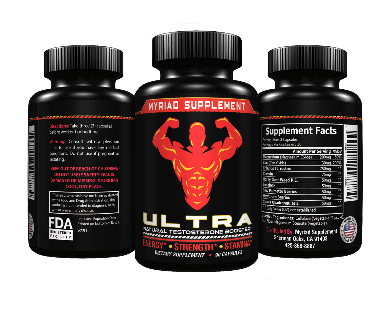 ~Ultra Testosterone Booster 90 Caplets = WEIGHT LOSS + ENERGY + ENHANCED FOCUS~