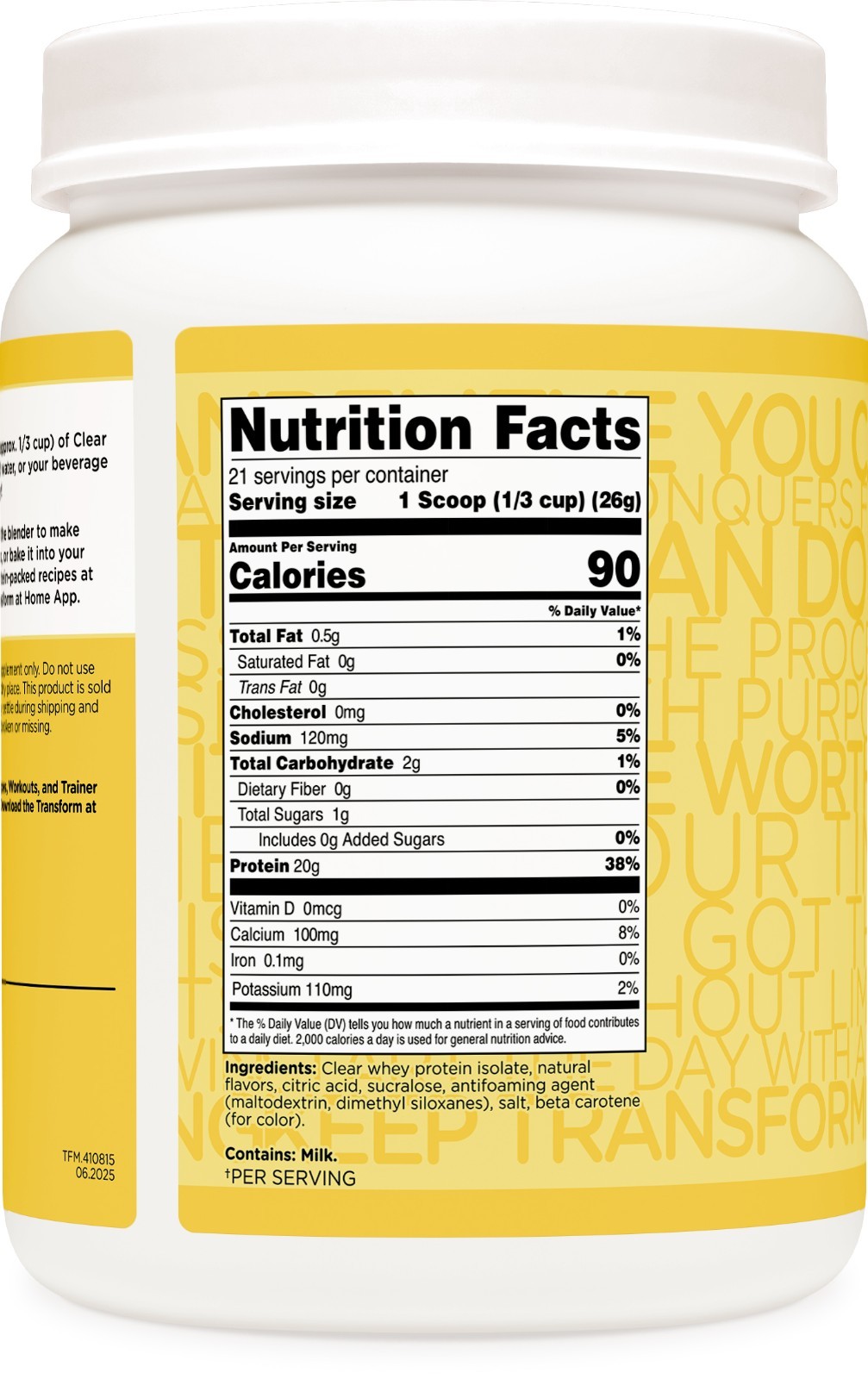 TransformHQ Clear Whey Protein Isolate (WPI) (Lemonade Flavored)