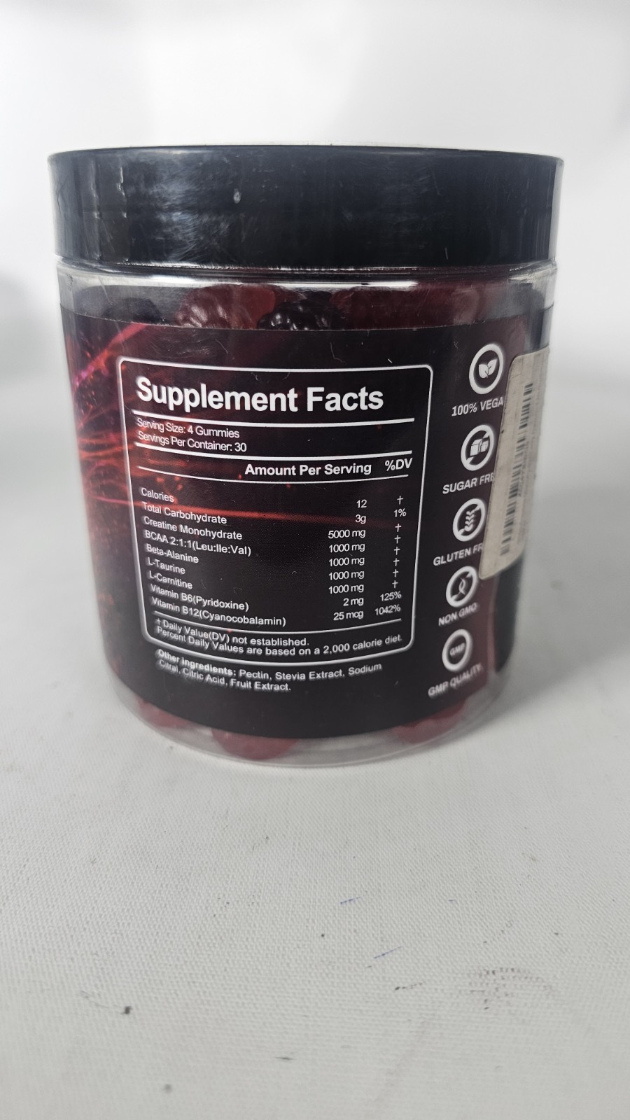 Creatine Monohydrate Gummies 120ct Sugar-Free Blackberry BCAA 9000 Mg Exp:6/2029
