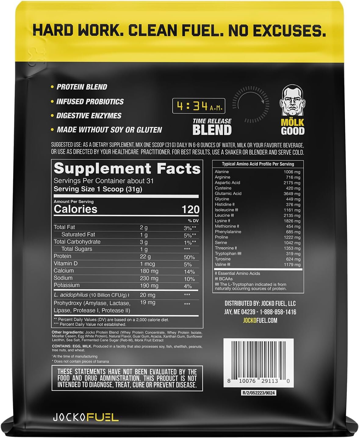 Jocko MOLK Whey Casein Protein Blend Powder 22g Protein 2lb Tubs Pick Flavor New