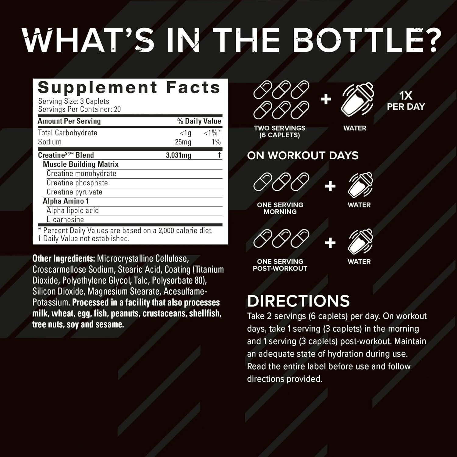 SIXSTAR Creatine X3 – 60 Caplets for Enhanced Strength & Recovery – Gluten-Free