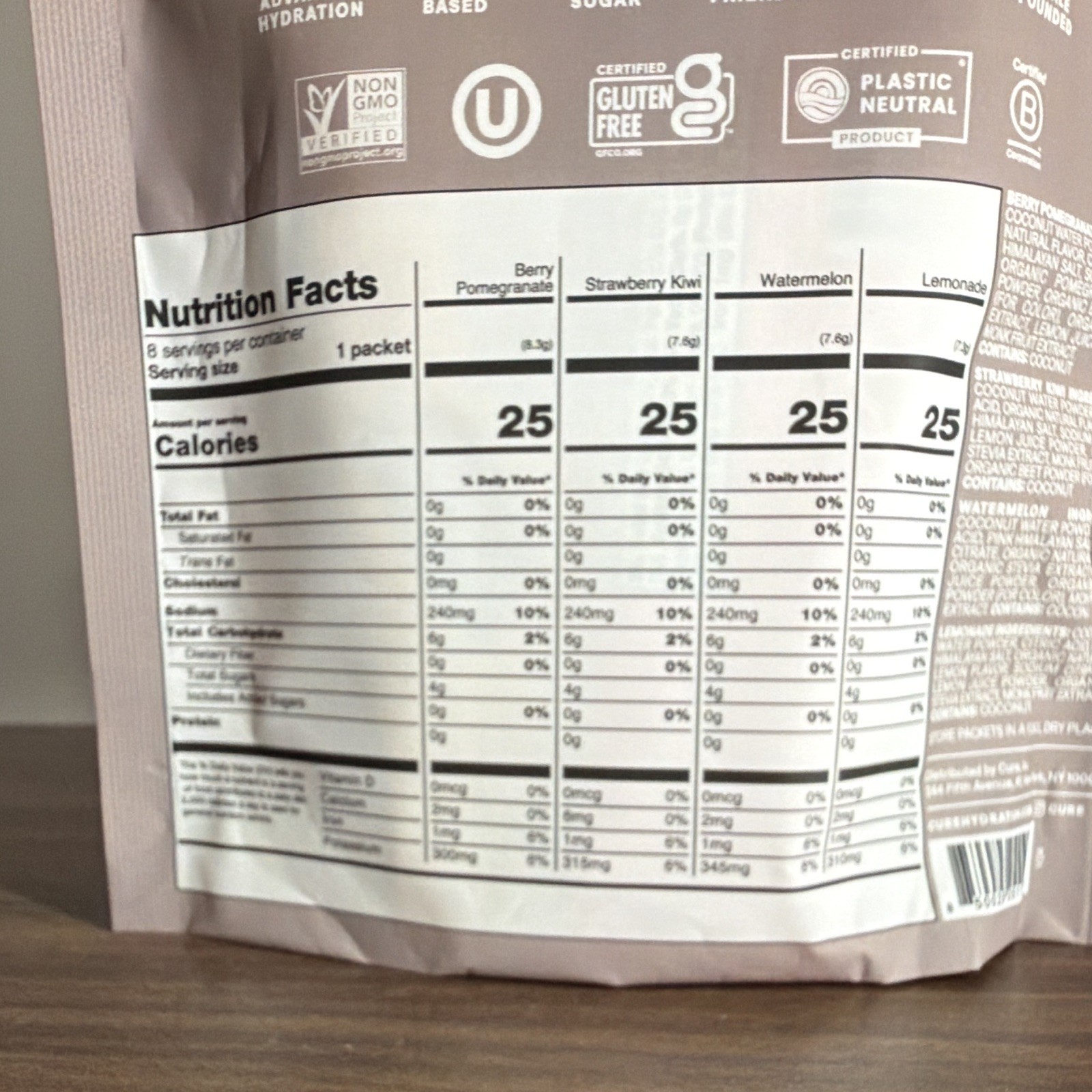 Cure Hydration Electrolyte Drink Mix Powder Variety Pack Vegan 8 Pack 2 oz
