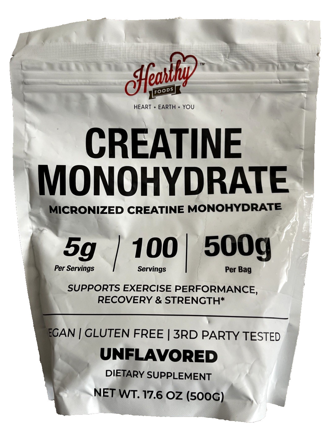 Hearthy Foods Creatine Monohydrate Micronized 500G/ 100 Servings Exp: 1 /28