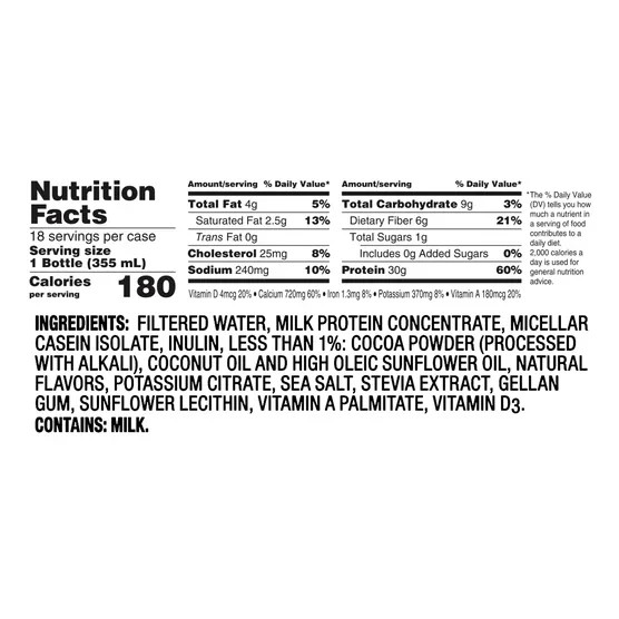 HIGH PROTEIN SHAKE 30G OIKOS DRINKS CHOCOLATE SHAKES LOW SUGAR MUSCLE GAIN 18 PK