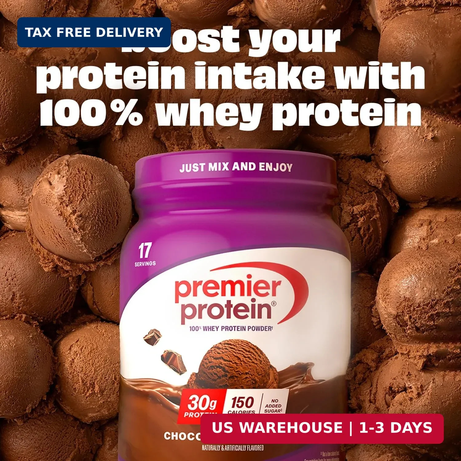 Premier Protein 30g High Protein Powder, 100% Whey, Chocolate, 17 Servings | No